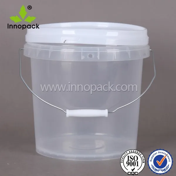 4l/1 Gallon All Clear Transparent Plastic Bucket With Wire/metal Handle ...