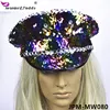 Factory new design colorful rhombus sequins army cap Halloween double -sided colour diamond sequins party hat