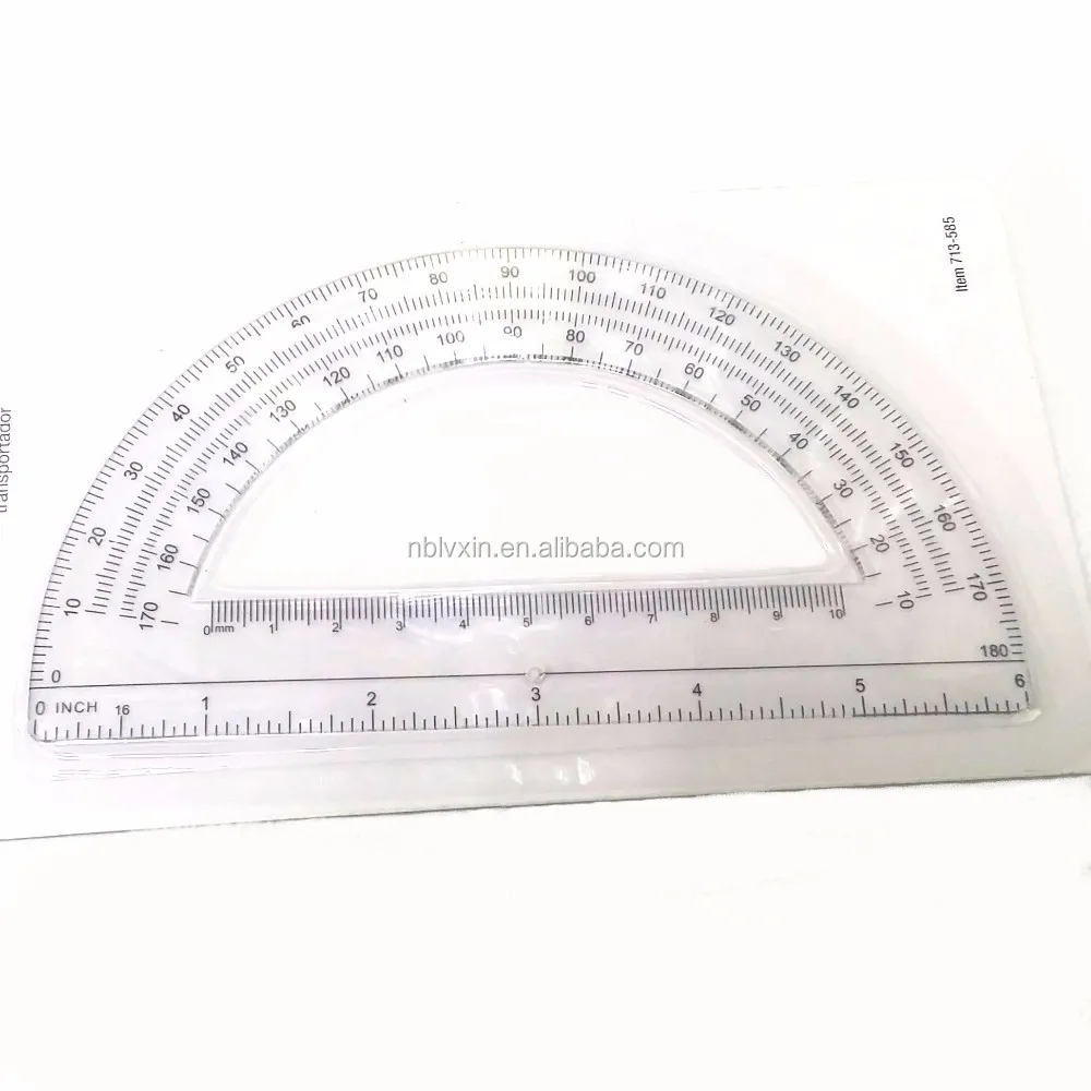 half round custom logo printing plastic protractor ruler