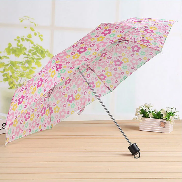 Factory Wholesale Solid Color Folding Umbrellas Color Grid Mini Three