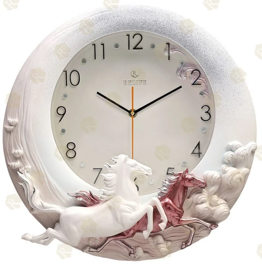 Relief Decor Zb0001b Jumping Horses 3d Handmade Wall Decoration Clock
