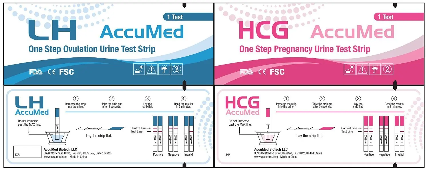 AccuMed ® Combo 100 Ovulation (LH) & 25 Pregnancy (HCG) Test Strips Kit...