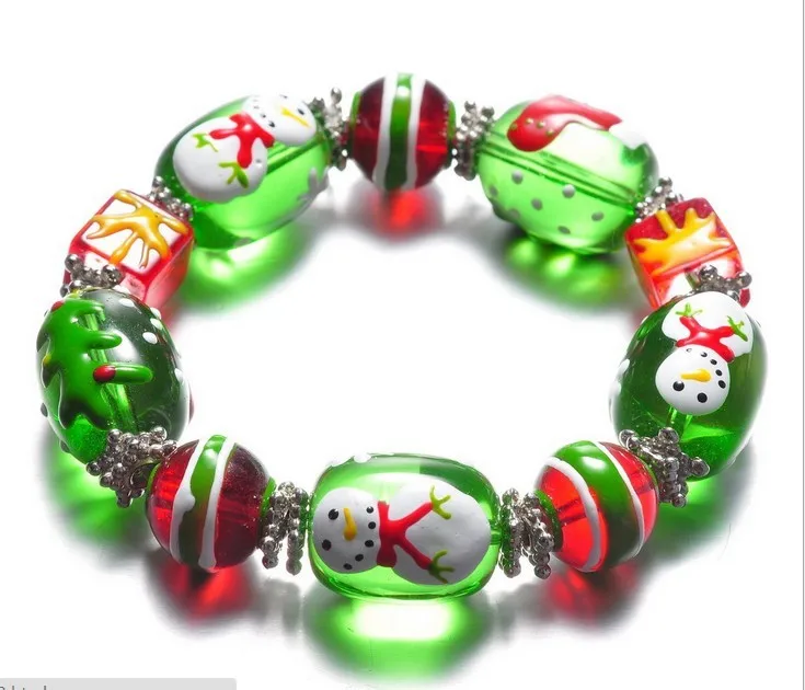 christmas glass bead bracelets