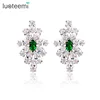 LUOTEEMI Top Quality Sexy Lady Wedding Party Luxury Jewelry CZ Crystal Platinum Pleated Drop Earring