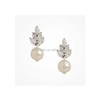 Fashion Custome Jewelry 925 Sterling Silver Hang Earring Elegant Fashion Custome Jewelry 925 Sterling Silver Hang Earring Elegant Bridal Zircon Pearl Earrings