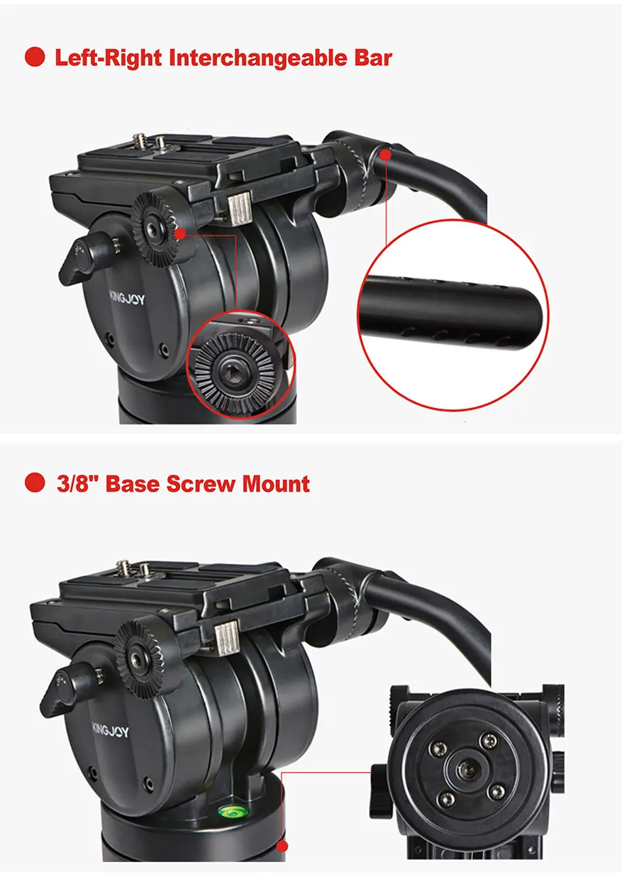 Humanized Designed Fluid Tripod Head With Security Locking Knob Video