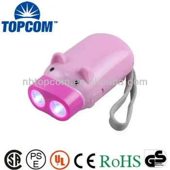 Animal Shape 2 Led Kids Mini Hand Crank Flashlight Kids Mini Hand Crank Led Flashlight