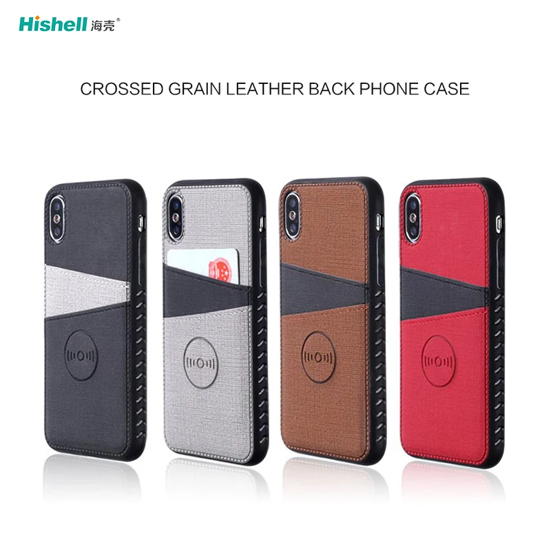 Custom Brand Hard Back PU Leather Card Holder Cover Phone Case For iPhone