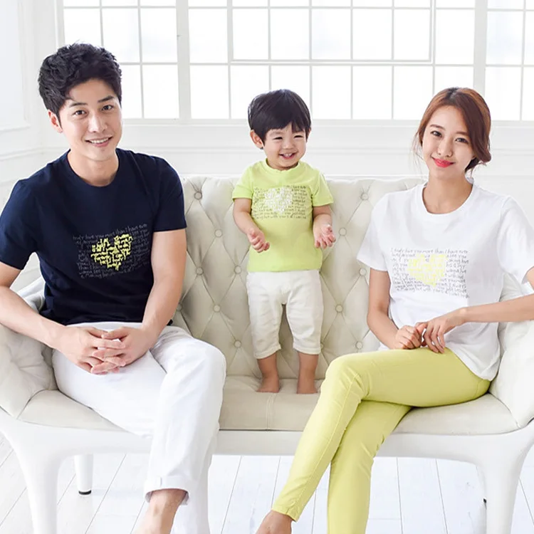 summer family clothing 2016 children short sleeve T shirt Korean version beach Mom Dad Son