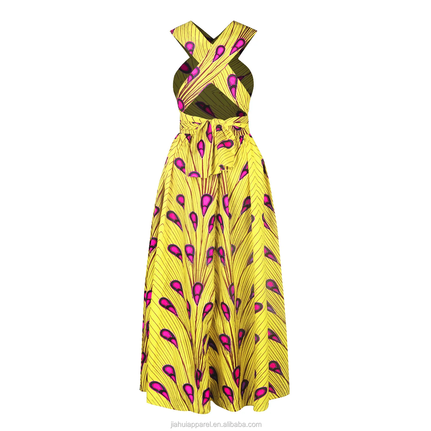 Latest African Kitenge Fashion 2019 Maxi Printed Peacock Women Dresses