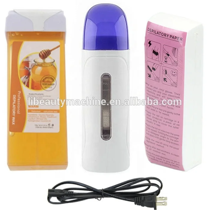 Depilatory Heater Wax 100ml Roll On Cartridge Strips Waxing Paper Kit