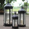 Black Color Wedding Decoration Use Hanging Candle Lantern Metal and Glass Lantern For Wedding Lighting