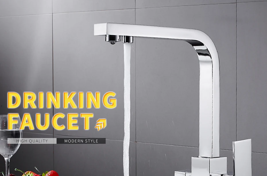 3-Way Kitchen Faucet for Reverse Osmosis Water and Hot and Cold Water