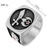 New 925 sterling silver Islamic Muslim Star Sword Men Big Ring