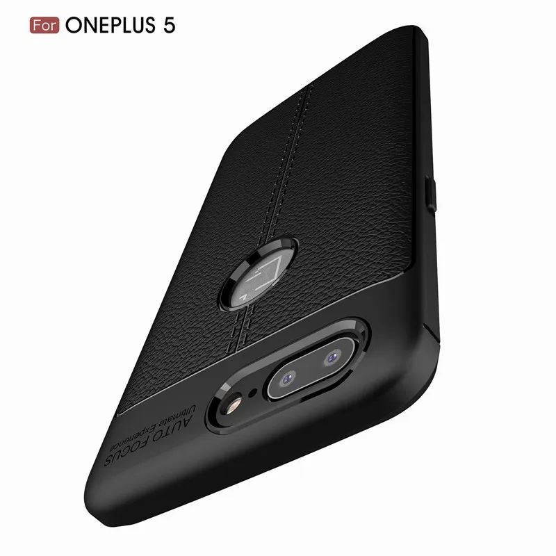 Shockproof Case Lichee Pattern Soft tpu case For oneplus 5 Carbon fiber Cover