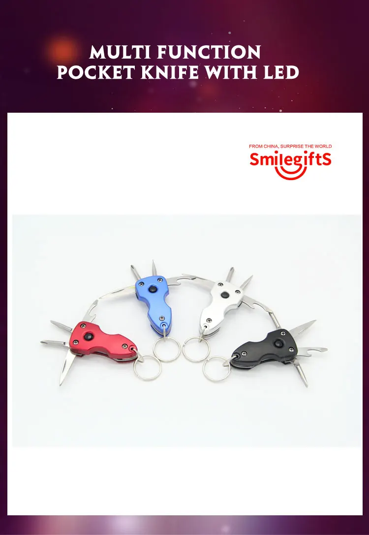 Keychain Pocket Knife Keyring Folding Knife With Led Flashlight Buy