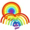 Colorful Round shape Wooden Blocks Creative Rainbow Assembling Blocks Toys Montessori stacking blocks