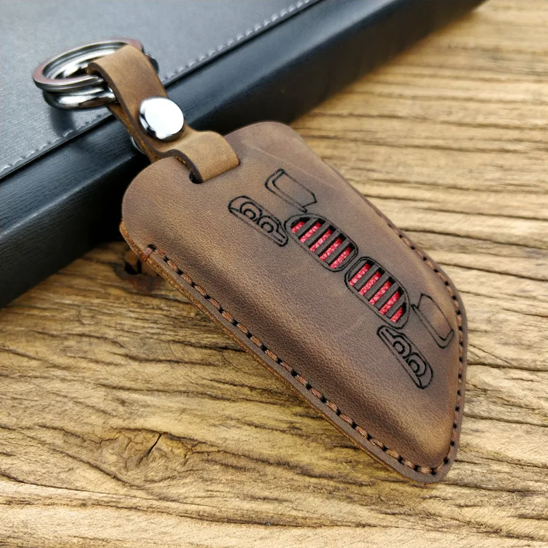 brown leather key case