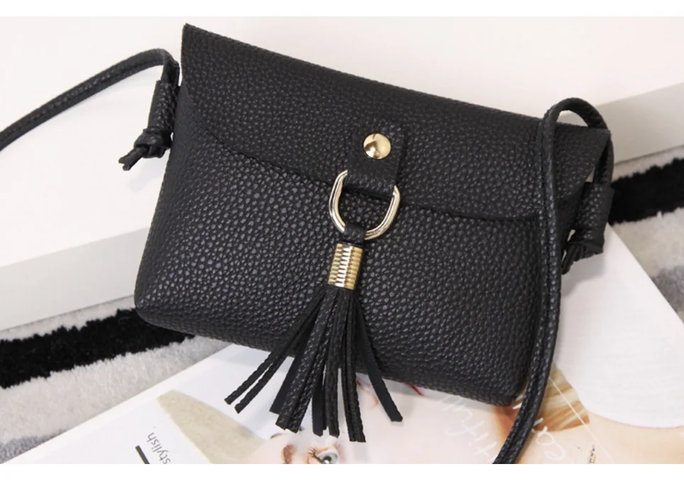 2018 Women Cheap Litchi Leather PU Small Crossbody One Shoulder Messenger Check Coin Bag