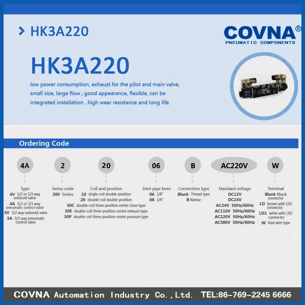 COVNA HK3A220 air compressor solenoid valve