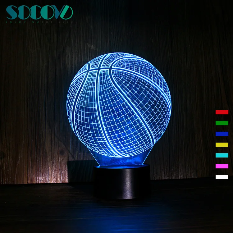 SC3D-028 Basketball 3D Illusion LED USB Lamp Night Light 7 Color Changing Custom Basketball Fans Gifts