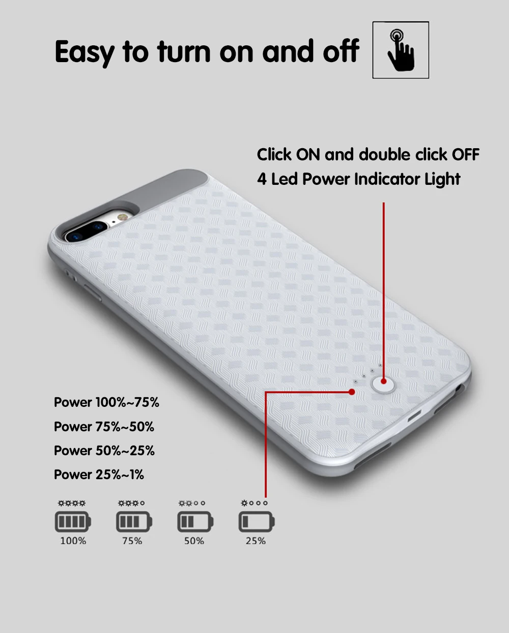 Portable power bank power case cover charger for iPhone 6 6s 7 8 battery case