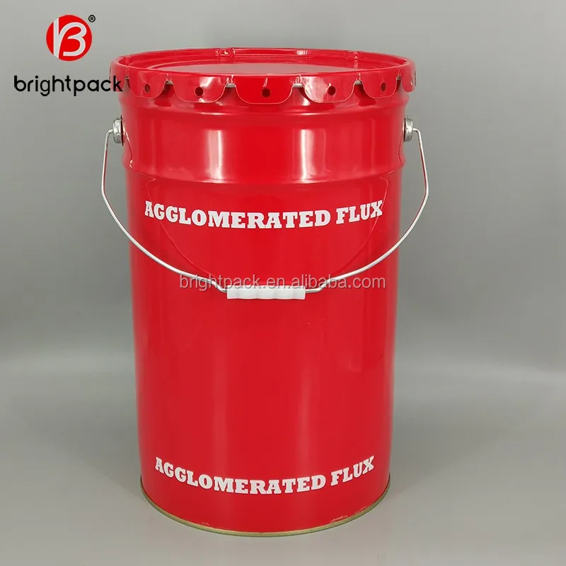 25l Metal Paint Pail Customized Logo With Lug Lid And Metal Handle