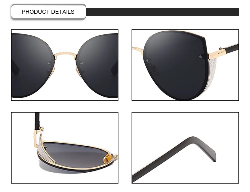 Fashionable Flash Frame Cat Eye UV400 Brand Designer Women Sunglasses