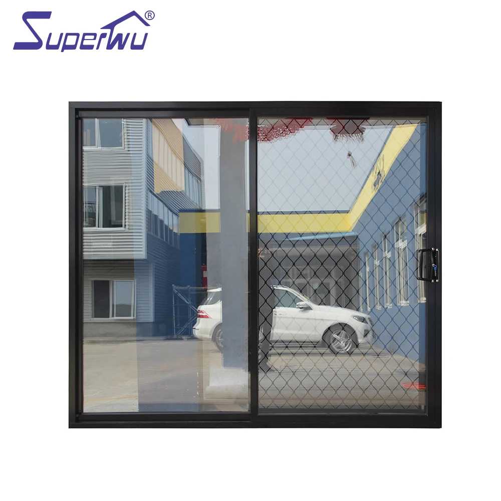 2017 modern grill designs aluminum sliding door with large glass panel