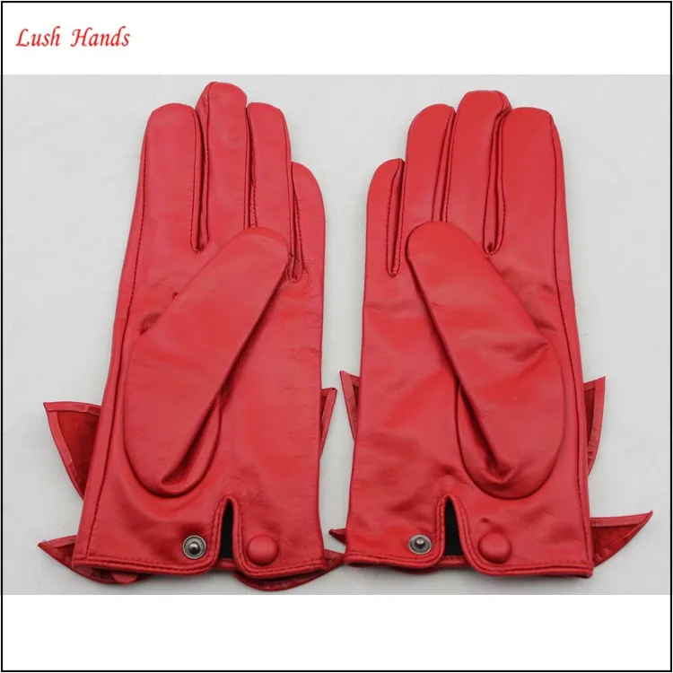 2016 ladies red driving motorcycle leather gloves with flower