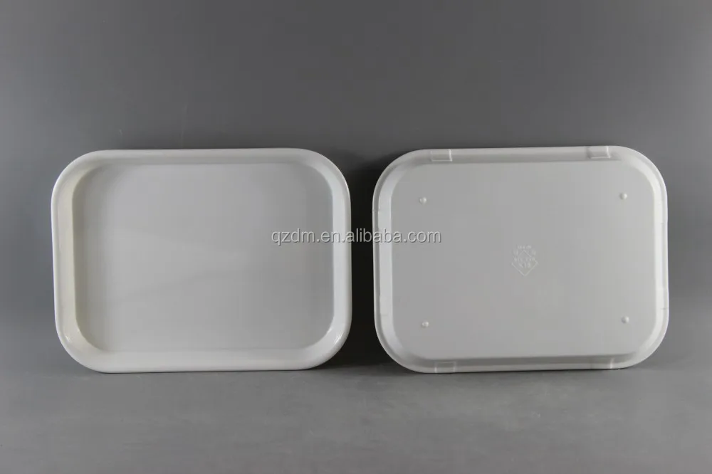 10" And 15" Melamine Rectangle Trays Plain White Material