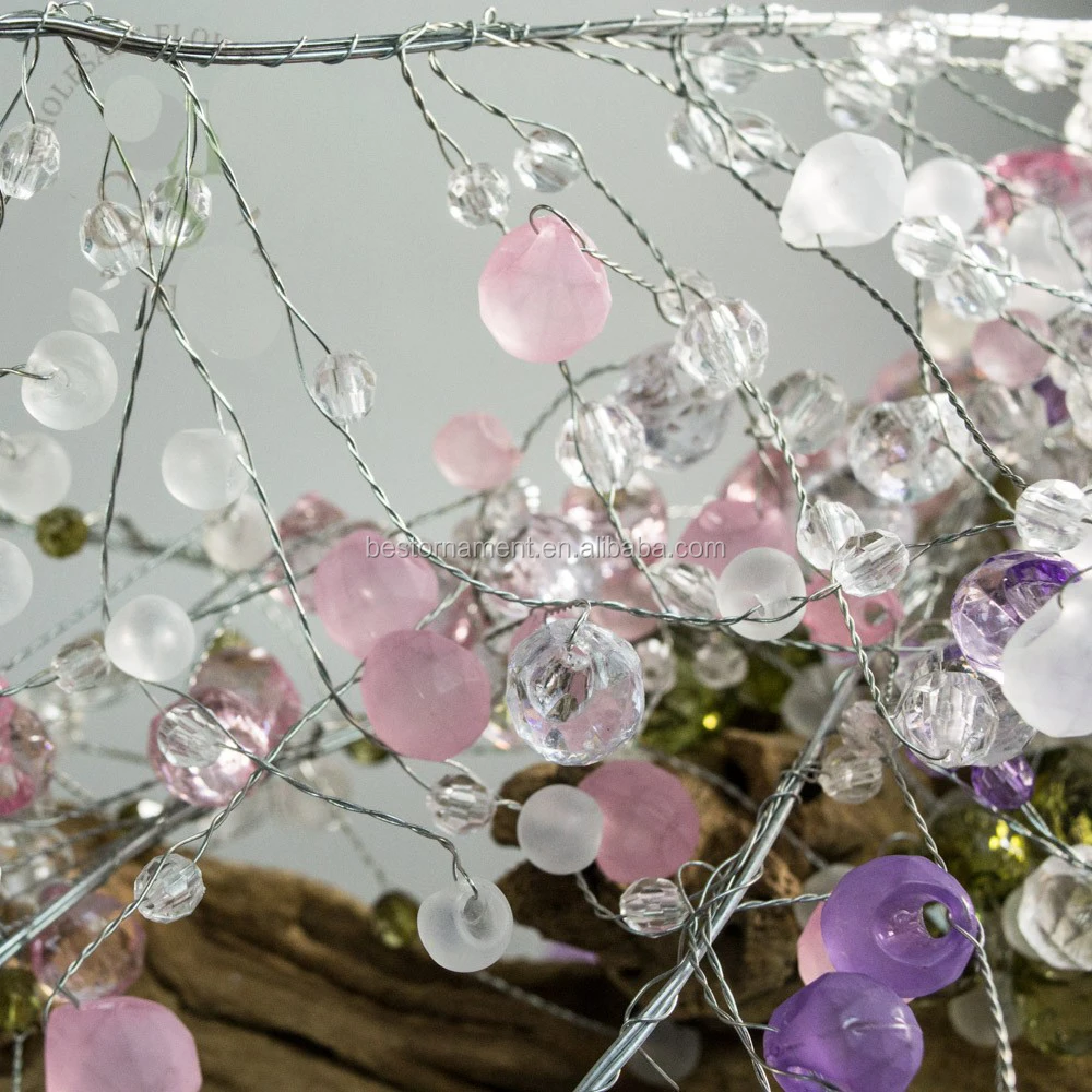Wholesale Pink/clear Acrylic Wire Crystal Garland For Christmas Tree