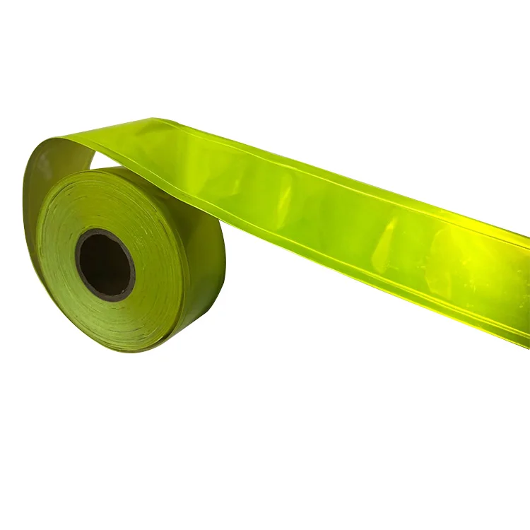 Fluo-rescent yellow Domestict  PVC prismatic  reflective  safety tape for safety vest