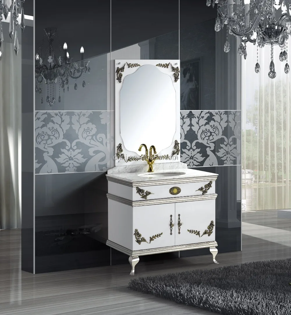 Modern Luxury Stainless Steel Bathroom Vanity Sink With Mirror