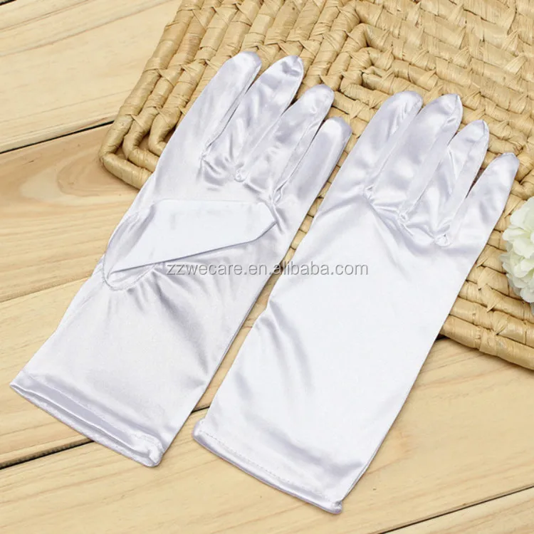 Ladies Fashion White Short Bridal Wrist Length Wedding Hand Gloves
