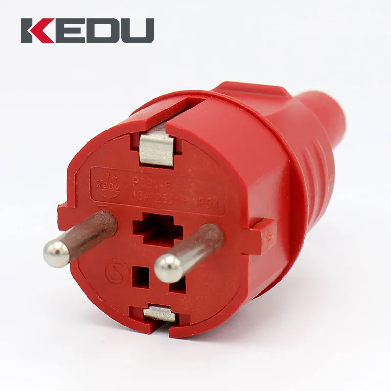 Kedu P3316 European 2 Pin Rewireable Ac Power Plug 250v 16a Ip54