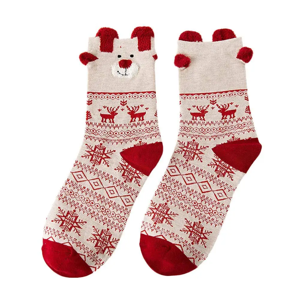 Elfjoy Baby Girls 5 Pairs Cotton Crew Socks Soft Holiday Christmas Gift