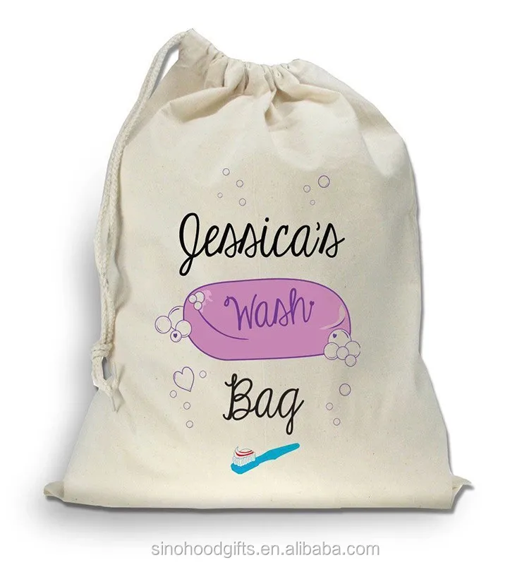 Custom Extra Large Natural Cotton Laundry Bag With Rope Cotton Laundry