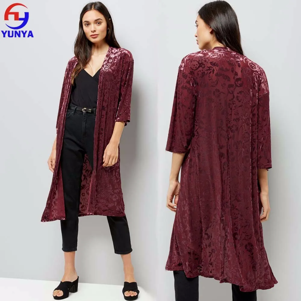 crushed velvet long coat