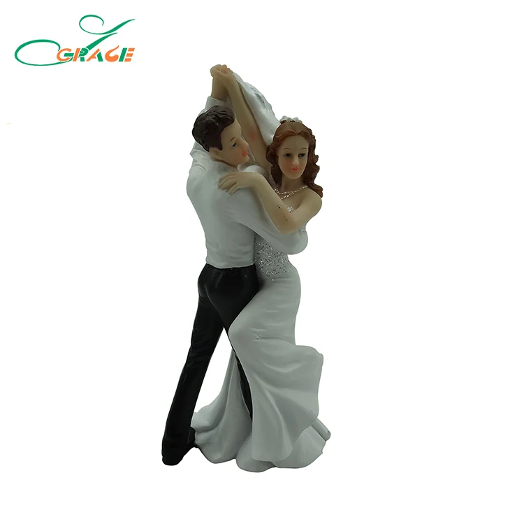 Romantic Bride and Groom Wedding Couple Figurine Dancing Dip Hug Cake Topper 