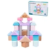 28 pieces kids Custom Wooden Colorful Building Blocks Puzzle Wood Toys for Wholesale