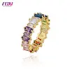 fasion copper rainbow cz gemstone ring for girls