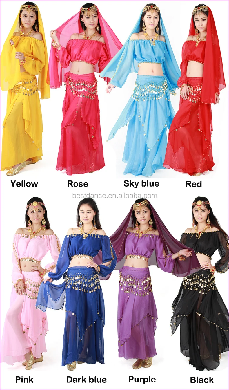 Bestdance Egyptian Belly Dance Costume Sets Long Sleeve Brabelt And 