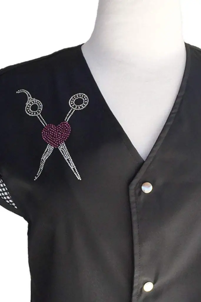 Ladybird Line Shear & Pink Heart Rhinestone Transfer Iron On for T-shirt, Aprons and Jackets
