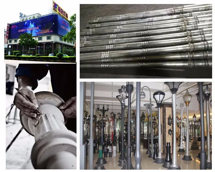 Euro style antique design steel pole galvanized yard light poles