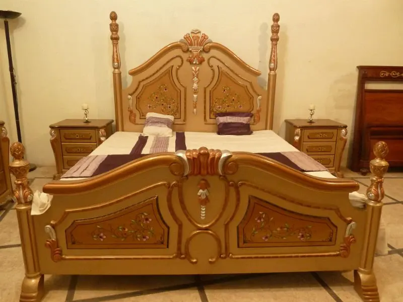 Talladas a mano de oro juego de dormitorio conjunto de dormitorio ...
