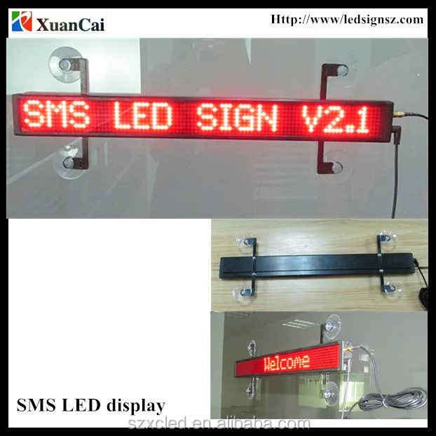 SMS communication 12V car sign/Shop advertising P4.75-8X96 red LED message display board