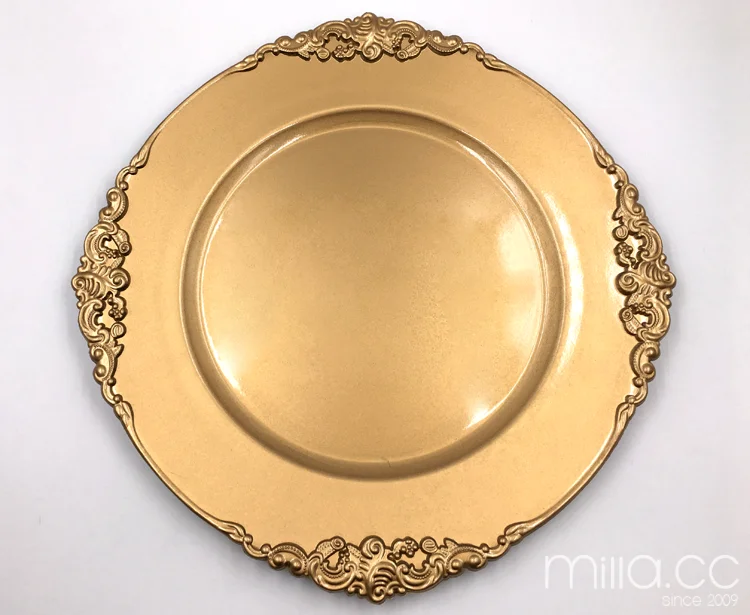Plastic Rose Gold Charger Plates With Antique Design For Rentals Buy