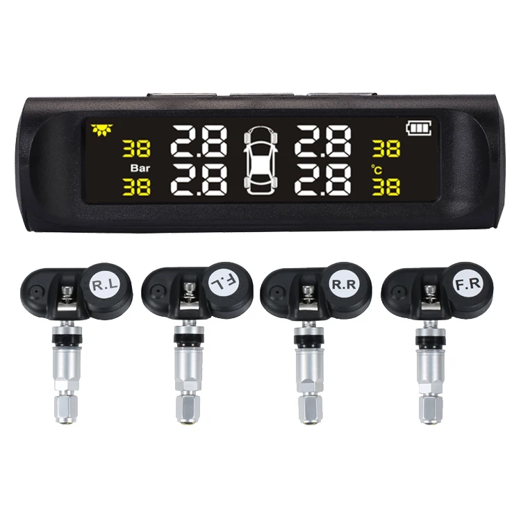 Car tire pressure monitoring system 4 pcs internal type sensor solar power TPMS