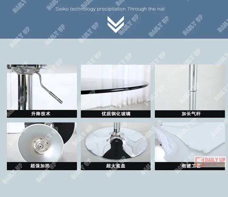 Promote 2016 Modern Design Glass Dining Table Height Adjustable Round Dining Table And Chair Electroplate Frame Base for Sale